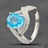 Pre-Owned 14ct White Gold Oval Cut Blue Topaz & Single Cut Diamond Crossover Ring 43451006