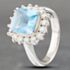 Pre-Owned Platinum 0.68ct Blue Topaz & Brilliant Cut Diamond Cushion Shape Cluster Ring 43451012