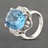 Pre-Owned Platinum 12.43ct Blue Topaz & 0.21ct Brilliant Cut Diamond Oval Dress Ring 43451016