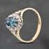 Pre-Owned 9ct Yellow Gold Blue Topaz & 0.05ct Diamond Heart Engraved Shoulders Oval Cluster Ring 43451021