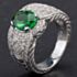 Pre-Owned 14ct White Gold Stunning Oval 2.05ct Tsavorite Garnet & 0.53ct Diamond Fancy Deco Style Ring 4347002