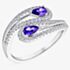 Sterling Silver Two-Colour Crystal Crossover Ring 8.84.9979