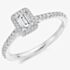 Platinum Halo Cluster Emerald-Cut Diamond Engagement Ring (L) ENG4043