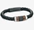 Fred Bennett Multi-colour Stainless Steel Beaded Black Leather Bracelet B4377