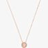 Michael Kors Ladies Premium Rose Gold Plated Cubic Zirconia Circle Logo Pendant Necklace MKC1388AN791