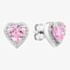 Silver Heart-cut Pink Cubic Zirconia Halo Stud Earrings THB-03E PINK
