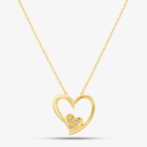 0.35 Carat Diamond Heart Pendant In 14K Yellow Gold – Includes 18" Chain | Ladies' Fine Jewelry Gift With Sparkling Stones - View #4