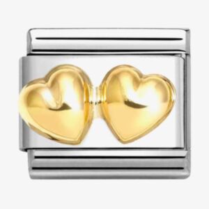 Nomination CLASSIC Composable Gold Raised Double Hearts Charm
