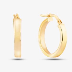 9ct Gold Plain Flat Hoop Earrings