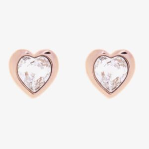 Ted Baker Han Rose Gold Finish Crystal Heart Stud Earrings TBJ1654