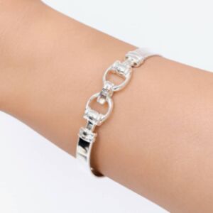 Lauren Ralph Lauren 14B00306 Silver Horse Bit Hinged Bangle