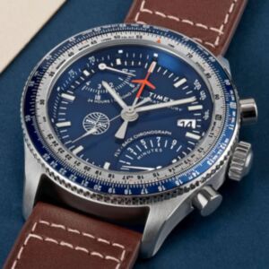 Timex Mens TW2W97200 Fly Back Chronograph x Pan Am Leather Watch