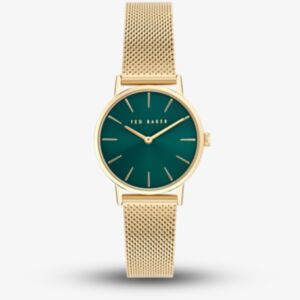 Ted Baker BKPSTF4119I Gold Green Dial Mesh Watch