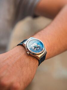 Swatch YIS430 Skeleton Dial Watch