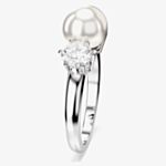 指輪・リング SWAROVSKI Matrix rhodium crystal pearl ring52 5689631 Matrix cocktail ring, Crystal pearl, Round cut, White