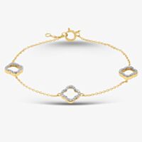 9ct Yellow Gold 0.20ct Brilliant Cut Diamond Triple Clover Chain Bracelet THB39617-20NJ (YG)