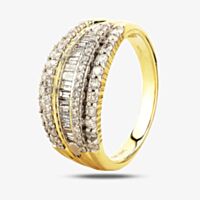 9ct Yellow Gold 1.00ct Multi-cut Diamond Five Row Ring THR23578-100 