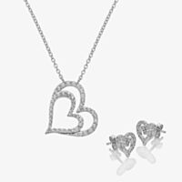 Hot Diamonds Silver Shimmer Heart Studs And Pendant Jewellery Set SS158