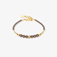 Coeur De Lion Shimmering Princess Gold Tone Mocha Multi Bead Bracelet 4312/30-1100