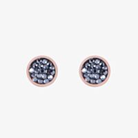 Coeur De Lion Rose Gold Tone Anthracite Crystal Stud Earrings 0218/21-1223
