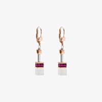 Coeur De Lion GeoCUBE Pink Rose Gold Dropper Earrings 4013/20-0400