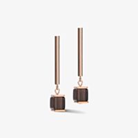 Coeur De Lion GeoCUBE Smoky Quartz Drop Earrings 5059/21-1100