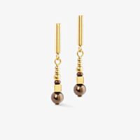 Coeur De Lion Shimmering Princess Gold Tone Mocha Multi Bead Dropper Earrings 4312/21-1100