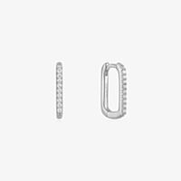 Ania Haie Glam Rock Sterling Silver Sparkling Oval Hoop Earrings E037-04H