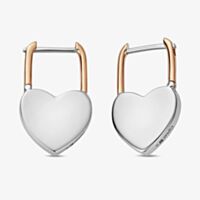 Clogau Two Colour Cariad Heart Padlock Hoop Earrings 3SCAR976