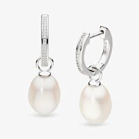 Kit Heath Silver Revival Classic Pearl Glitz Hoop Earrings 50429FPC