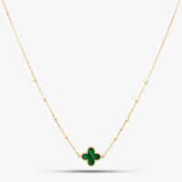 9ct Yellow Gold Green Malachite Clover Necklace 1.19.2240