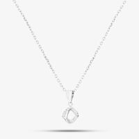 Silver Cubic Zirconia Open Square Pendant E610858-P