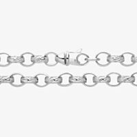 Fashionista Silver Sterling Silver 9 Inch Patterned Belcher Chain Bracelet S1074-09