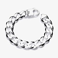 Fashionista Silver Sterling Silver 7.5 Inch Curb Chain Bracelet S5372