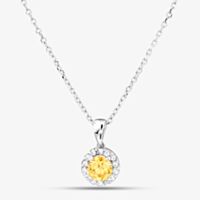 Starbright Sterling Silver Yellow Cubic Zirconoa Halo Cluster Pendant Necklace P8210 Yellow