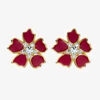 Ted Baker Petinna Gold Tone Pink Flower Stud Earrings TBJ3867-02-457