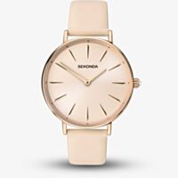 Sekonda Ladies Rose Gold Tone Pink Leather Strap Watch 40470