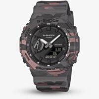 Casio Mens G-Shock 2100 Series Grey & Red Camo Strap Watch GA-2100CM-8AER