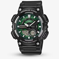 Casio Mens Green Face Series Dual Display Black Watch AEQ-110W-3A2VEF