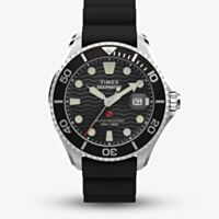 Timex Mens Deepwater Meridian 200 Black Rubber Strap Watch TW2W81600