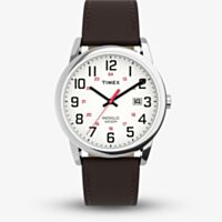 Timex Mens Easy Reader White Dial Brown Leather Strap Watch TW2Y12600