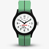Timex Mens Lab X Monopoly White Dial Green Fabric Strap Watch TW2Y47100