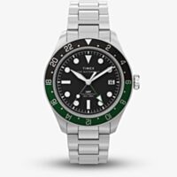 Timex Mens Waterbury Heritage Stainless Steel Black & Green Bezel Watch TW2Y60800