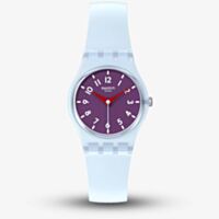 Swatch Powder Plum Transparent Light Blue Watch LL126