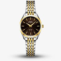 Rotary Ladies Ultra-Slim Two-Tone Black Dial Watch LB08011/49