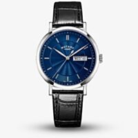 Rotary Mens Heritage Blue Dial Black Leather Strap Watch GS05420/05