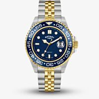 Rotary Mens Apex 100 Two-Tone Blue Bezel Watch RGB10018/05