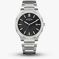 Rotary Mens Heritage Stainless Steel Black Dial Watch RGB10019/04