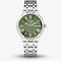 Rotary Mens Heritage Stainless Steel Olive Green Dial Watch RGB10023/24