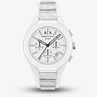 Armani Exchange Mens Sync White Chronograph Strap Watch AX4175